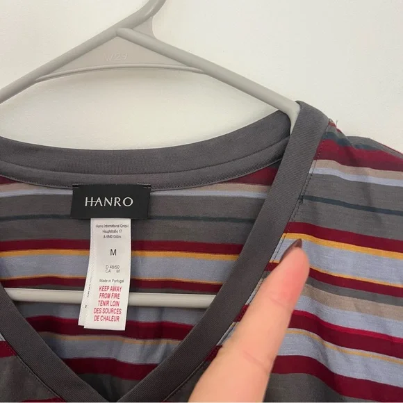 NEW HANRO Men's Jaron Jewel Stripe Two Piece Pajamas Set Size Medium